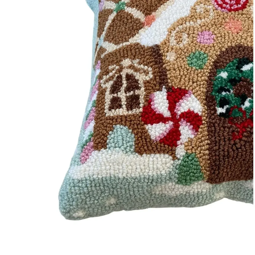 Peking Handicraft Gingerbread House Hooked Pillow 16